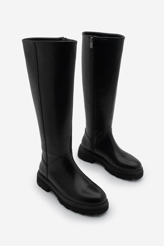 Kadın Kalın Taban Günlük Çizme Boren - Siyah