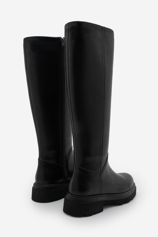 Kadın Kalın Taban Günlük Çizme Boren - Siyah