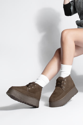 Kadın İçi Kürklü Günlük Bot Mariva - Kahve Süet