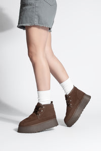 Kadın İçi Kürklü Günlük Bot Mariva - Kahve Süet