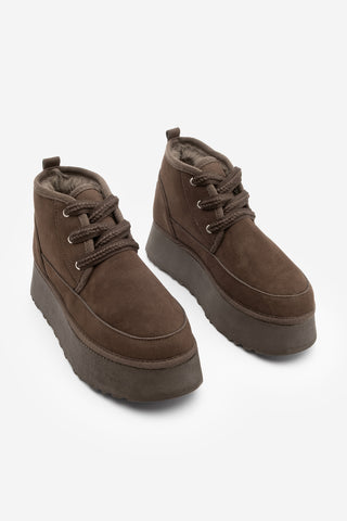 Kadın İçi Kürklü Günlük Bot Mariva - Kahve Süet