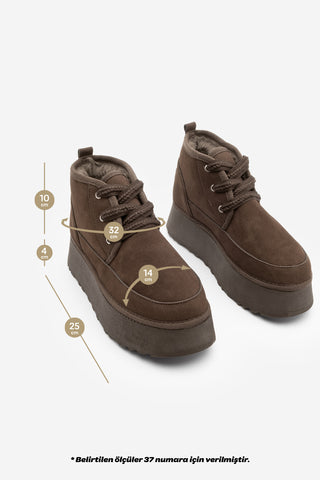 Kadın İçi Kürklü Günlük Bot Mariva - Kahve Süet