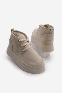 Kadın İçi Kürklü Günlük Bot Mariva - Bej Süet