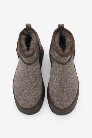 Kadın Kalın Taban İçi Kürklü Bot Tefis - Kahve