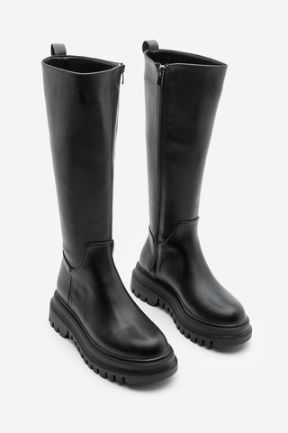 Kadın Kalın Taban Günlük Bot Galori - Siyah