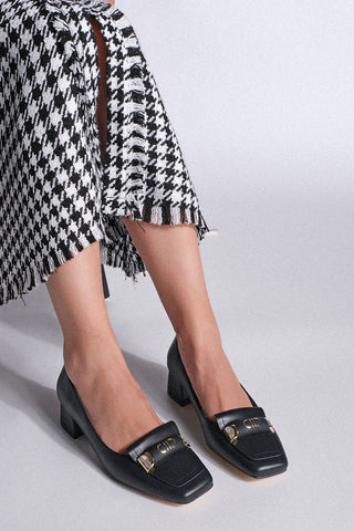 Kadın Tokalı Klasik Topuklu Ayakkabı Sartes - Siyah