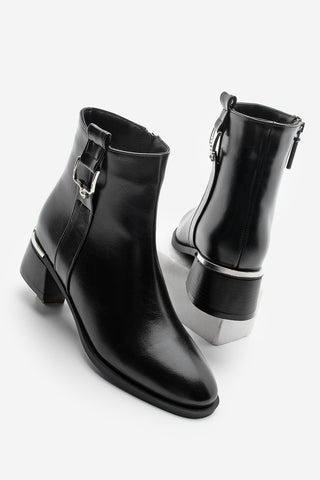 Kadın Tokalı Topuklu Bot Dimon - Siyah