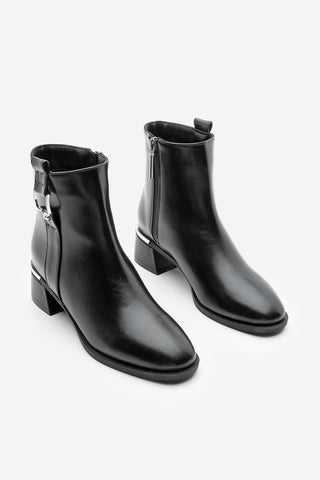 Kadın Tokalı Topuklu Bot Dimon - Siyah