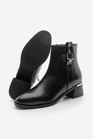 Kadın Tokalı Topuklu Bot Dimon - Siyah