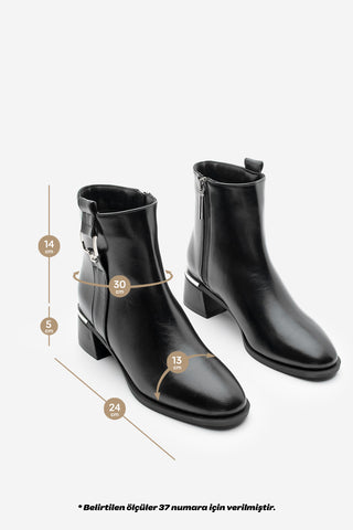 Kadın Tokalı Topuklu Bot Dimon - Siyah
