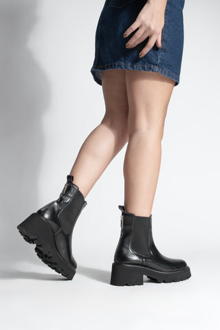 Kadın Kalın Topuklu Günlük Bot Fenros - Siyah