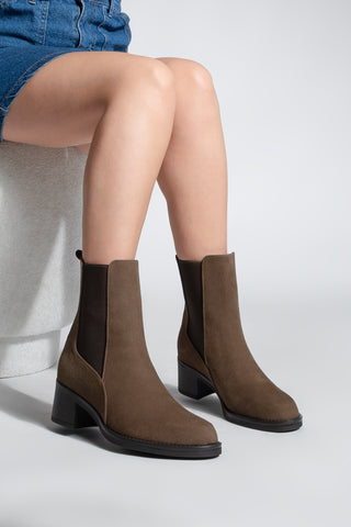 Kadın Topuklu Bot Elove - Kahve Süet