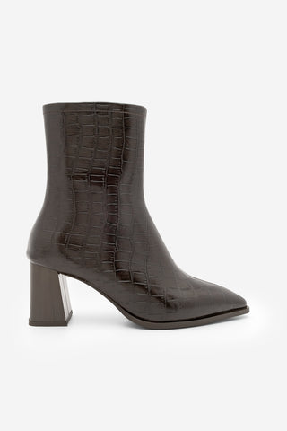 Kadın Topuklu Bot Simva - Kahve Croco