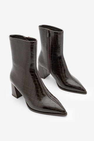 Kadın Topuklu Bot Simva - Kahve Croco