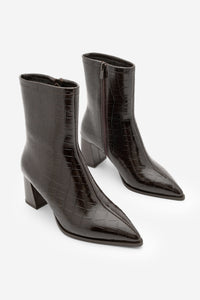 Kadın Topuklu Bot Simva - Kahve Croco