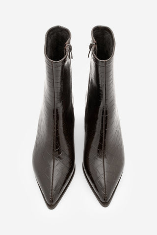 Kadın Topuklu Bot Simva - Kahve Croco