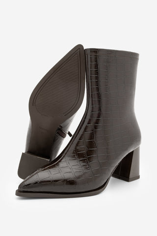 Kadın Topuklu Bot Simva - Kahve Croco
