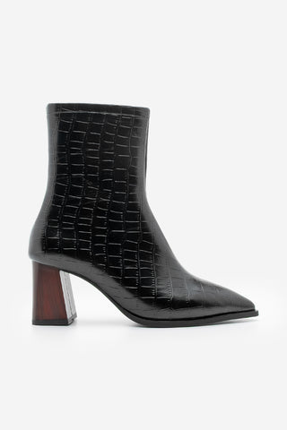 Kadın Topuklu Bot Simva - Siyah Croco