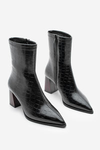 Kadın Topuklu Bot Simva - Siyah Croco