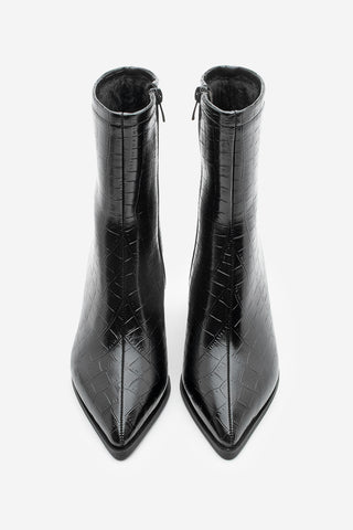 Kadın Topuklu Bot Simva - Siyah Croco