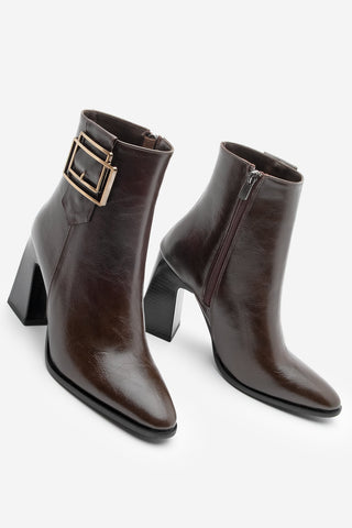Kadın Tokalı Topuklu Bot Linate - Kahve