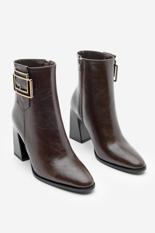 Kadın Tokalı Topuklu Bot Linate - Kahve