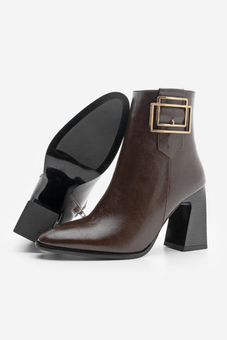 Kadın Tokalı Topuklu Bot Linate - Kahve