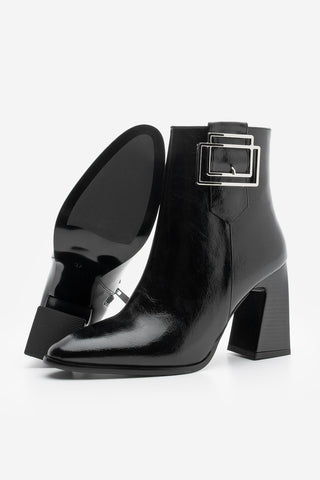 Kadın Tokalı Topuklu Bot Linate - Siyah