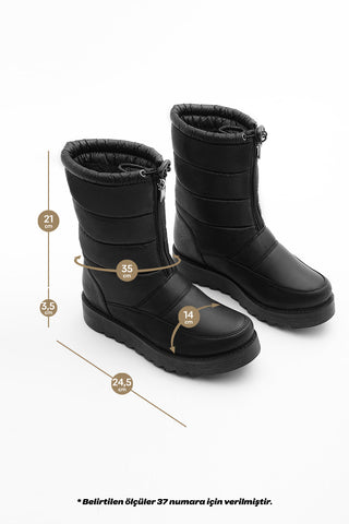 Kadın Kürklü  Kar Botu Deviza - Siyah