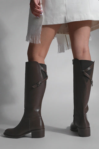 Kadın Topuklu Çizme Samole - Kahve