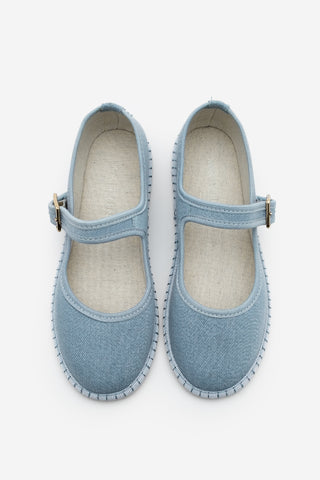 Kadın Keten Bantlı Babet Mirces - Mavi Kot