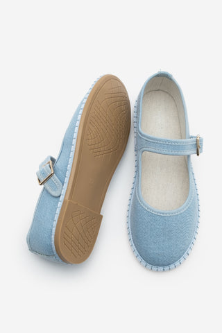 Kadın Keten Bantlı Babet Mirces - Mavi Kot