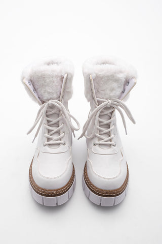 Kadın Postal Bot Kürklü Levan - Beyaz