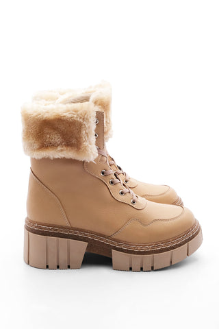 Kadın Postal Bot Kürklü Levan - Bej