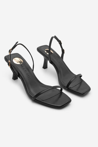 Kadın Küt Burun Topuklu Sandalet Retila - Siyah