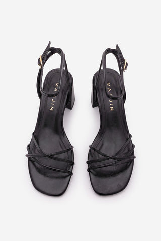 Kadın Küt Burun Kalın Topuklu Sandalet Dovina - Siyah