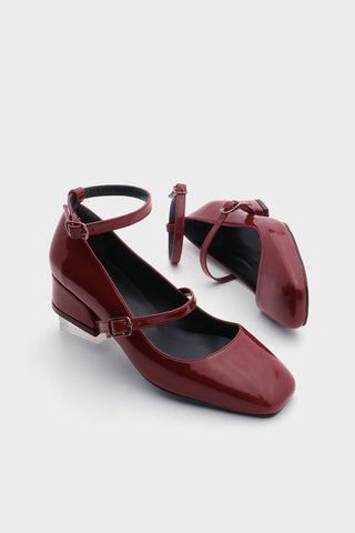 Kadın Klasik Topuklu Ayakkabı Bovre - Bordo Rugan