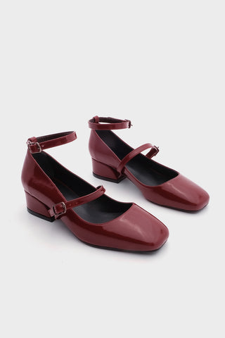 Kadın Klasik Topuklu Ayakkabı Bovre - Bordo Rugan