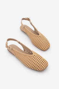 Kadın El Örgüsü Mary Jane Bantlı Babet Zelna - Camel