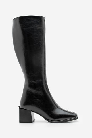 Kadın Küt Burun Kalın Topuklu Çizme Lusso - Siyah