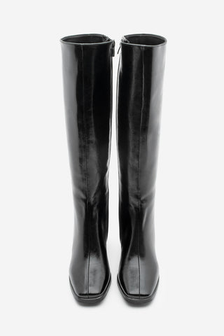 Kadın Küt Burun Kalın Topuklu Çizme Lusso - Siyah