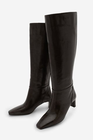 Kadın Küt Burun Topuklu Çizme Doreka - Kahve