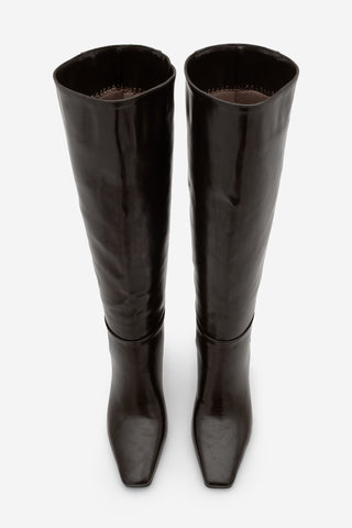 Kadın Küt Burun Topuklu Çizme Doreka - Kahve