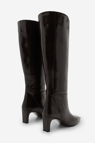 Kadın Küt Burun Topuklu Çizme Doreka - Kahve