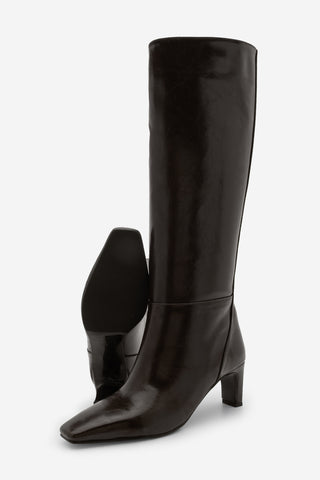 Kadın Küt Burun Topuklu Çizme Doreka - Kahve