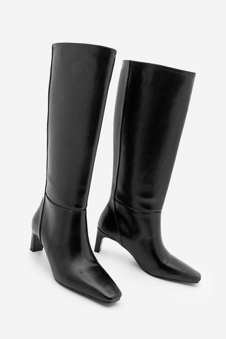 Kadın Küt Burun Topuklu Çizme Doreka - Siyah