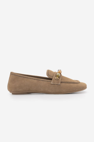 Kadın Taşlı Loafer Günlük Ayakkabı Arite - Camel Süet