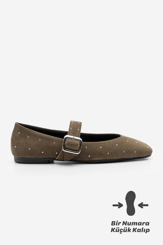 Kadın Zımbalı Babet Velona - Kahve Süet