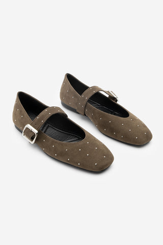 Kadın Zımbalı Babet Velona - Kahve Süet