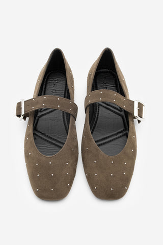 Kadın Zımbalı Babet Velona - Kahve Süet